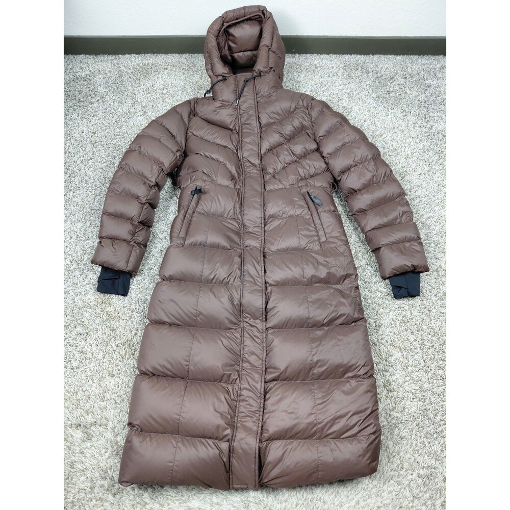 Quince Responsible Down Puffer Maxi Coat Jacket Womens Small Brown Long NO BELT - Picture 1 of 7